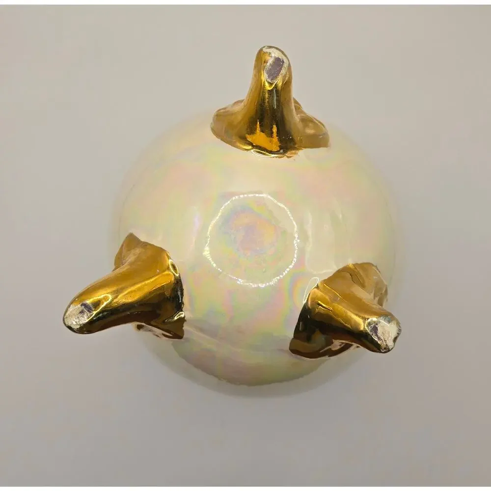 Vintage Lefton Iridescent 3 Footed Egg Vase‎